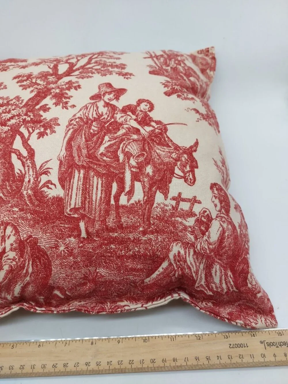 Throw Pillow Classic Toile Red Cream Life French Country Scenes Square 15